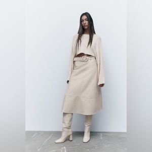 Zara faux leather midi skirt